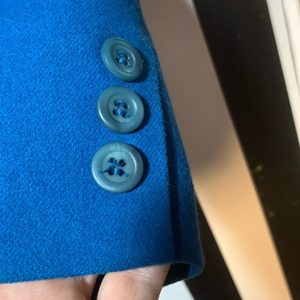 Vintage Pendleton Virgin Wool 2 Button Teal Blue Blazer Size Small Petite - Picture 12 of 17